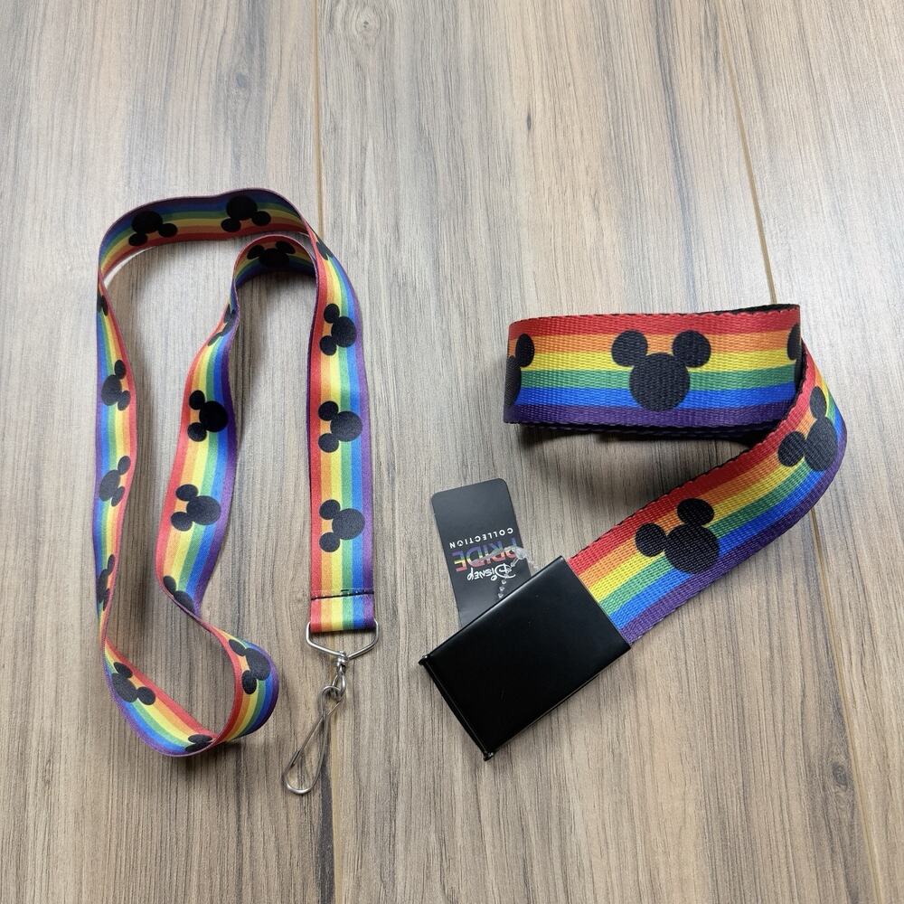 Buckle-Down Disney Pride Collection Rainbow Mickey Adjustable Web Belt Lanyard